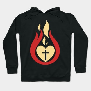 Burning Christian heart. Hoodie